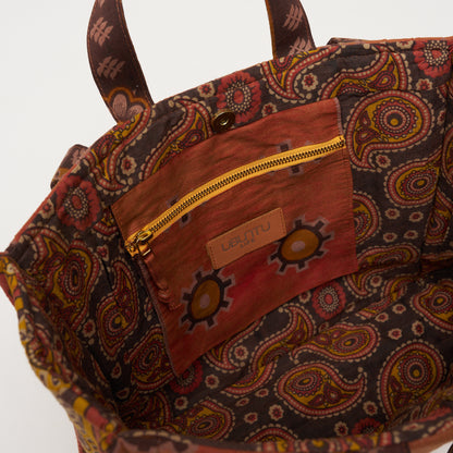 Kanga Tote with Beaded Love - Sunset Clay
