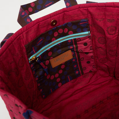 Kanga Tote with Beaded Love - Midnight Dahlia