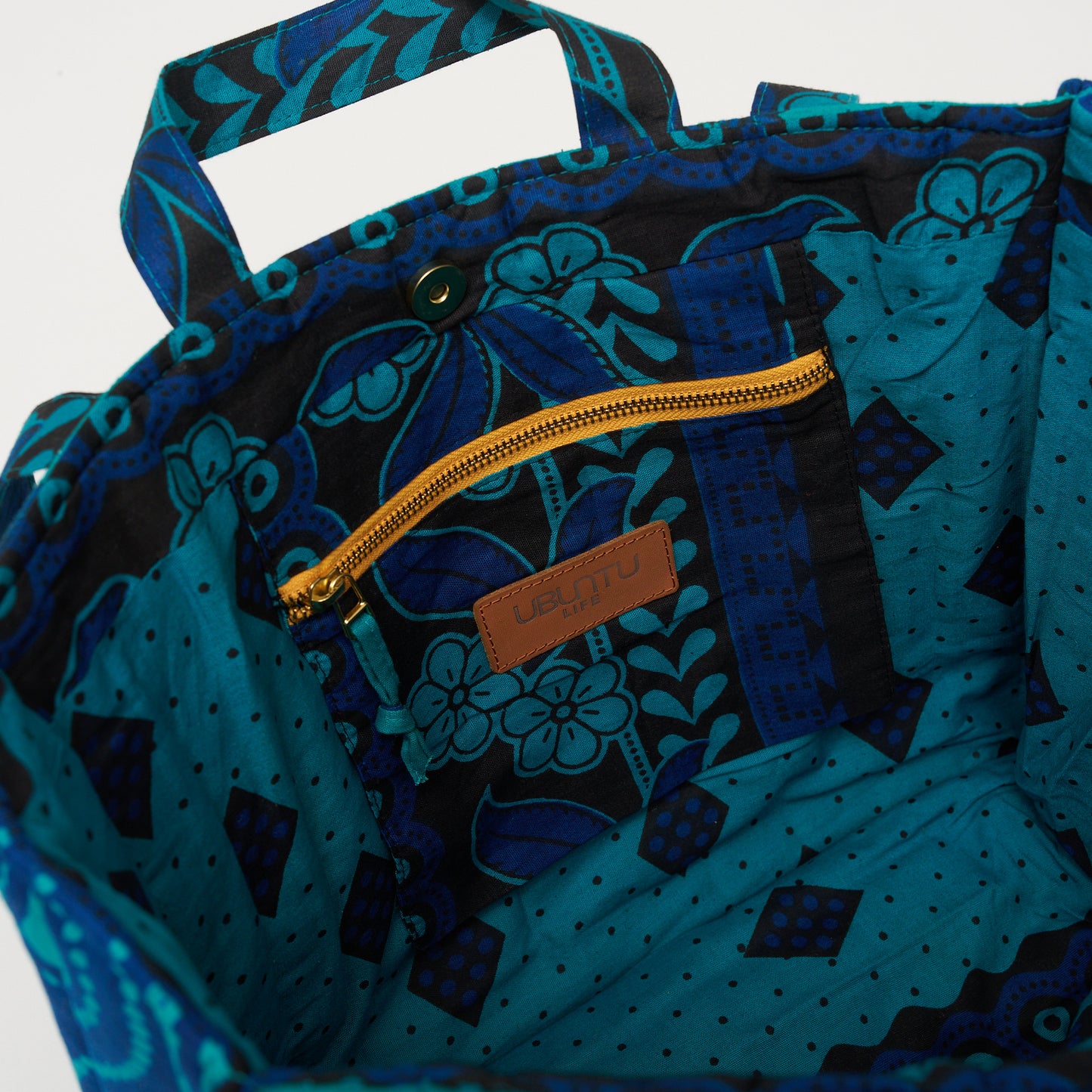 Kanga Tote with Beaded Love - Aquamarine
