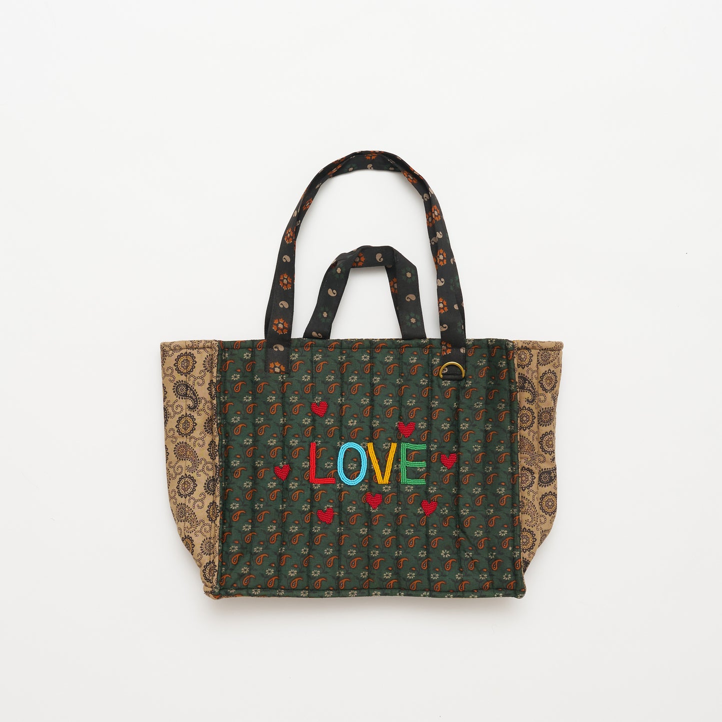 Kanga Tote with Beaded Love - Olive