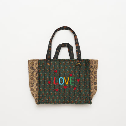 Kanga Tote with Beaded Love - Olive