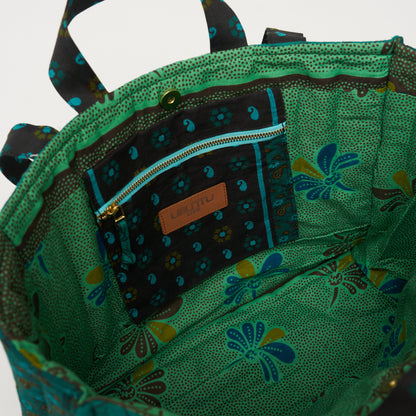 Kanga Tote with Beaded Love - Clover