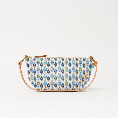 Large Convertible Pouch - Beaded Tanga Ikat in Sea Blue
