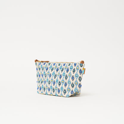 Large Convertible Pouch - Beaded Tanga Ikat in Sea Blue
