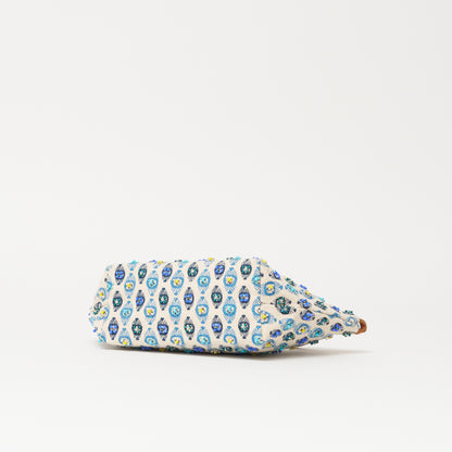 Large Convertible Pouch - Beaded Tanga Ikat in Sea Blue