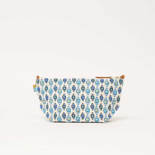 Large Convertible Pouch - Beaded Tanga Ikat in Sea Blue