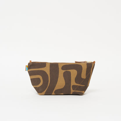 Large Convertible Pouch - Coffee Kuba with Red Beaded Heart
