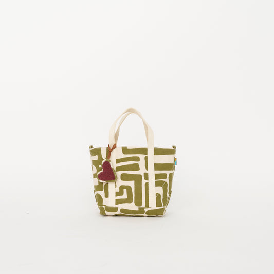 The Mini - Moss Kuba with Brown Beaded Heart Charm