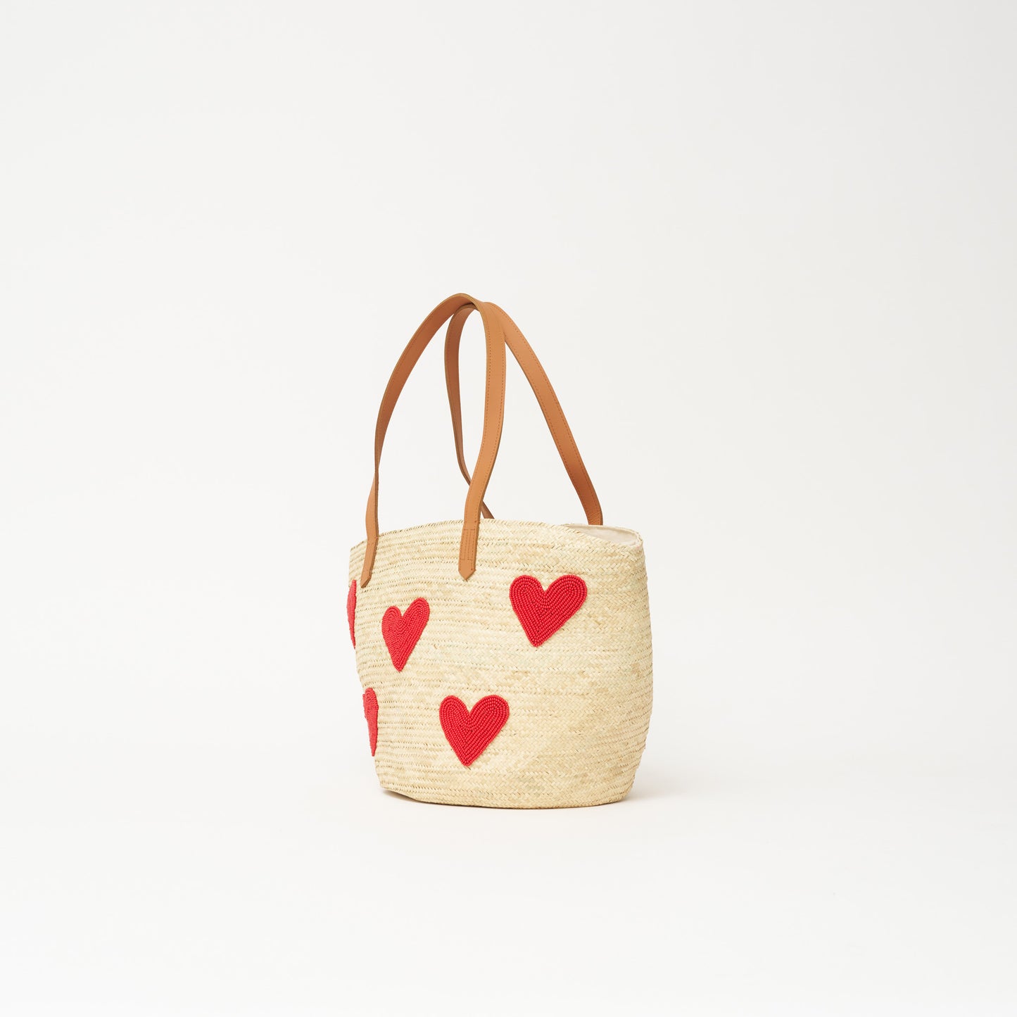Palma Tote with Beaded Red Hearts