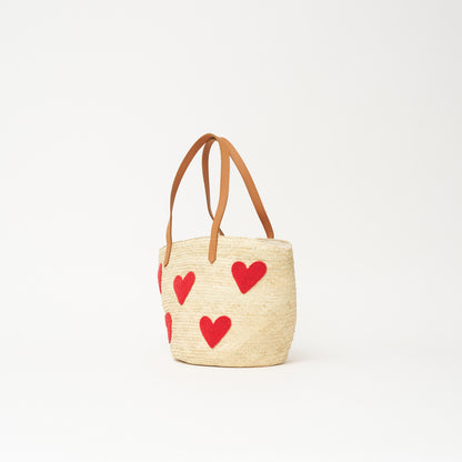 Palma Tote with Beaded Red Hearts