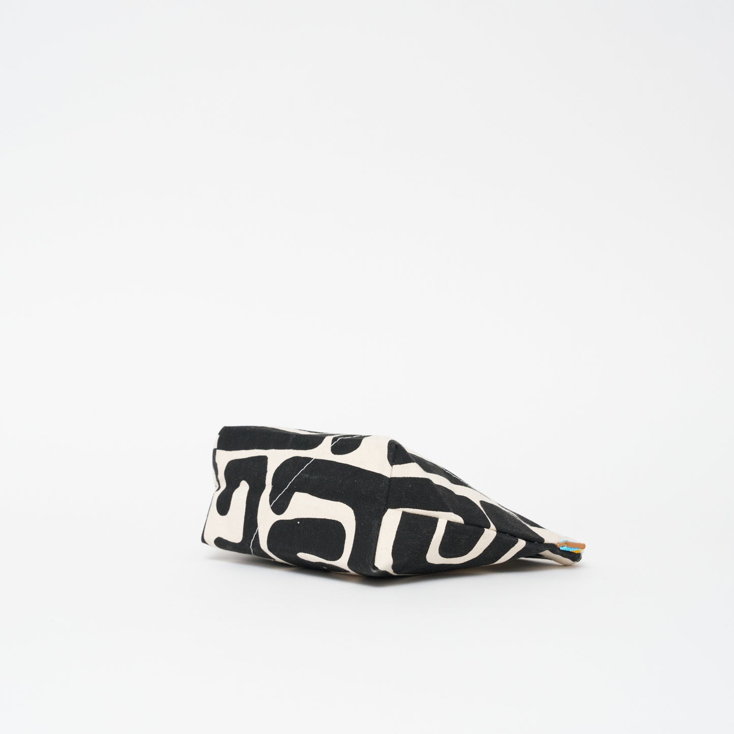 XLarge Convertible Pouch - Black Kuba with Beaded Gold Heart