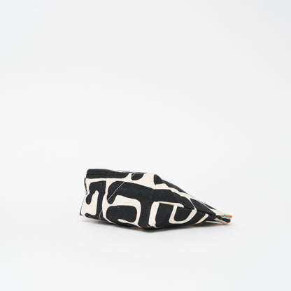 XLarge Convertible Pouch - Black Kuba with Beaded Gold Heart
