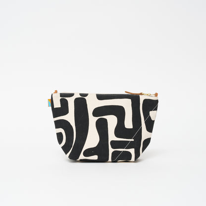 XLarge Convertible Pouch - Black Kuba with Beaded Gold Heart