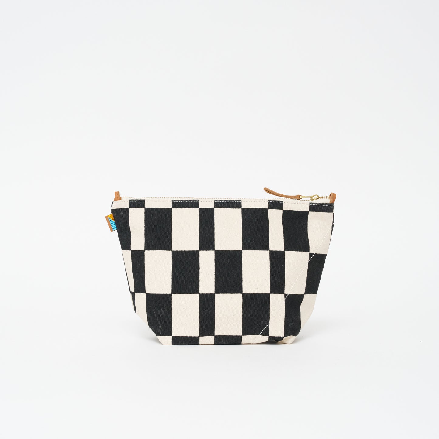 XLarge Convertible Pouch - Black Checker with Red Beaded Heart