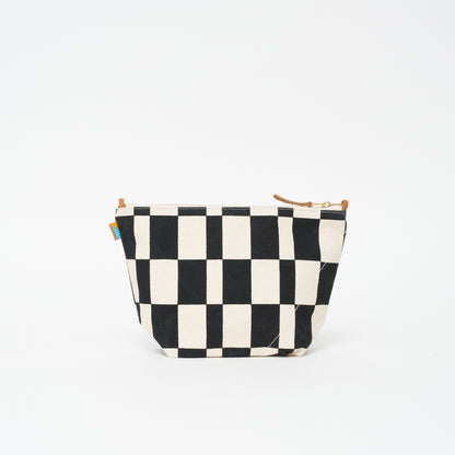 XLarge Convertible Pouch - Black Checker with Red Beaded Heart