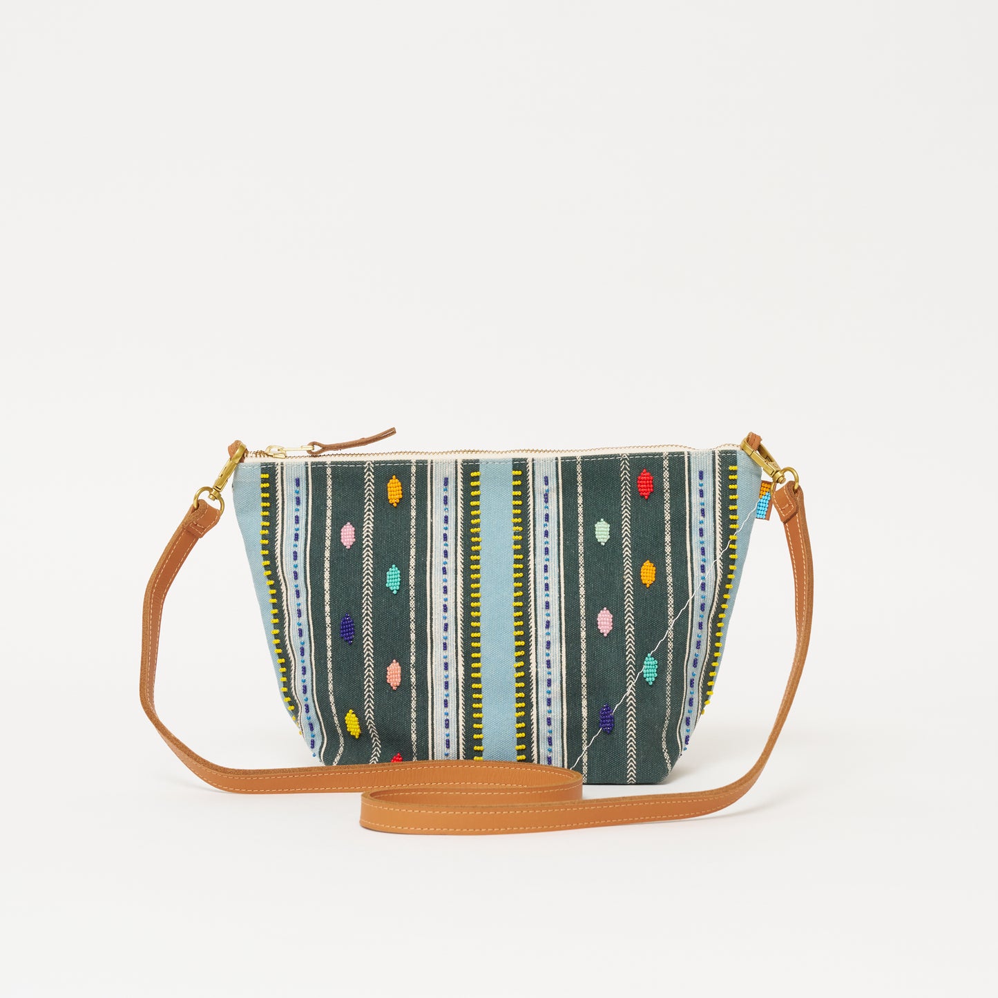 XLarge Convertible Pouch - Beaded Bisa Stripe