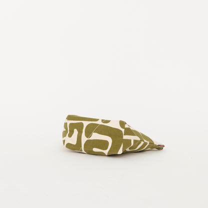 XLarge Convertible Pouch - Moss Kuba with Brown Beaded Heart