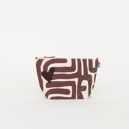 XLarge Convertible Pouch -  Fig Kuba with Dark Purple Beaded Heart