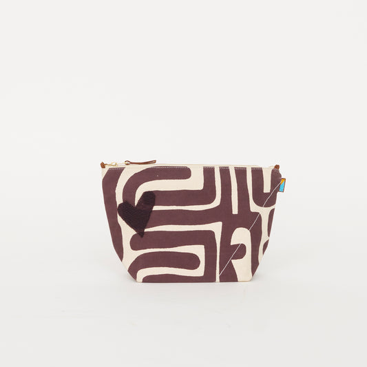 XLarge Convertible Pouch -  Fig Kuba with Dark Purple Beaded Heart