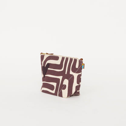 XLarge Convertible Pouch -  Fig Kuba with Dark Purple Beaded Heart