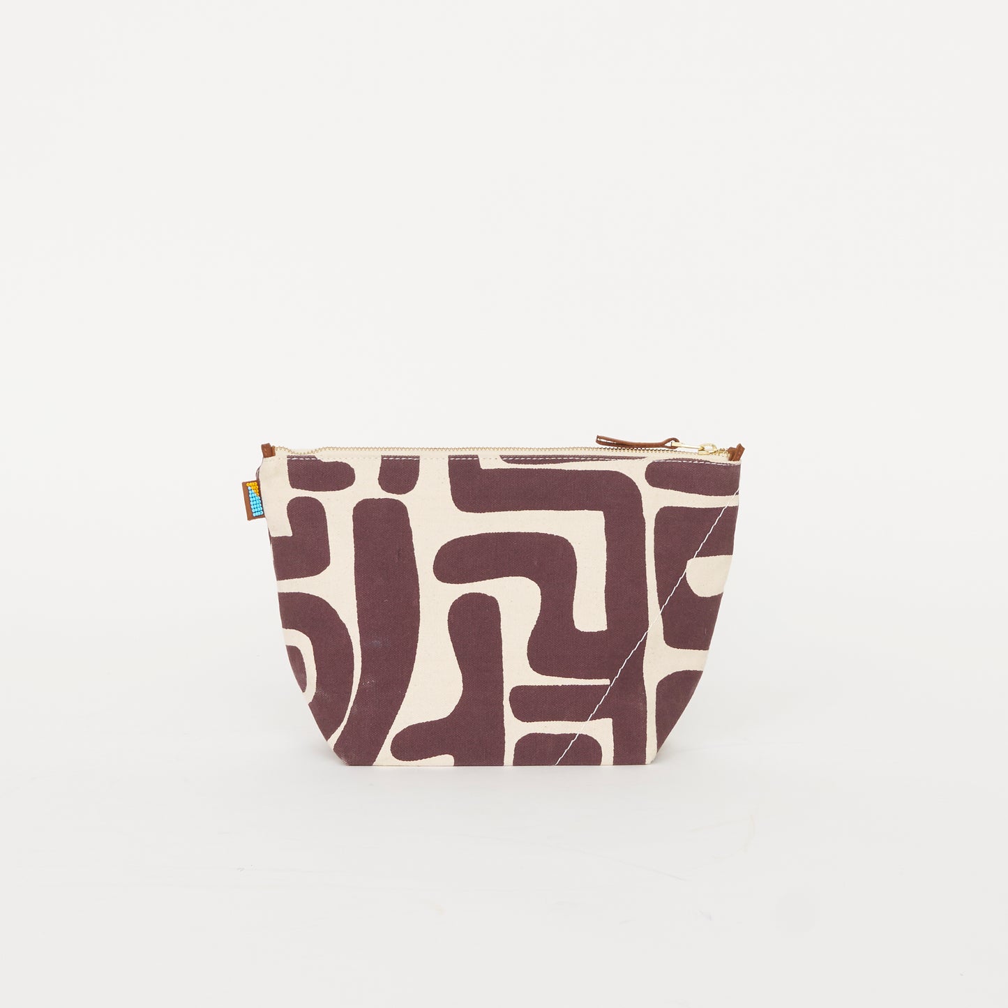 XLarge Convertible Pouch -  Fig Kuba with Dark Purple Beaded Heart
