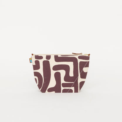 XLarge Convertible Pouch -  Fig Kuba with Dark Purple Beaded Heart