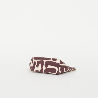 XLarge Convertible Pouch -  Fig Kuba with Dark Purple Beaded Heart