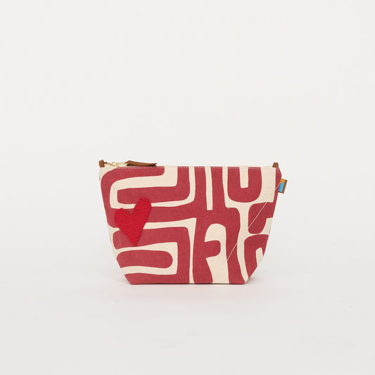 XLarge Convertible Pouch - Merlot Kuba with Beaded Heart