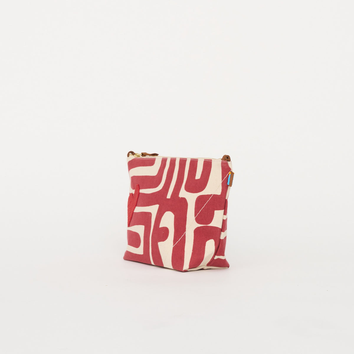 XLarge Convertible Pouch - Merlot Kuba with Beaded Heart