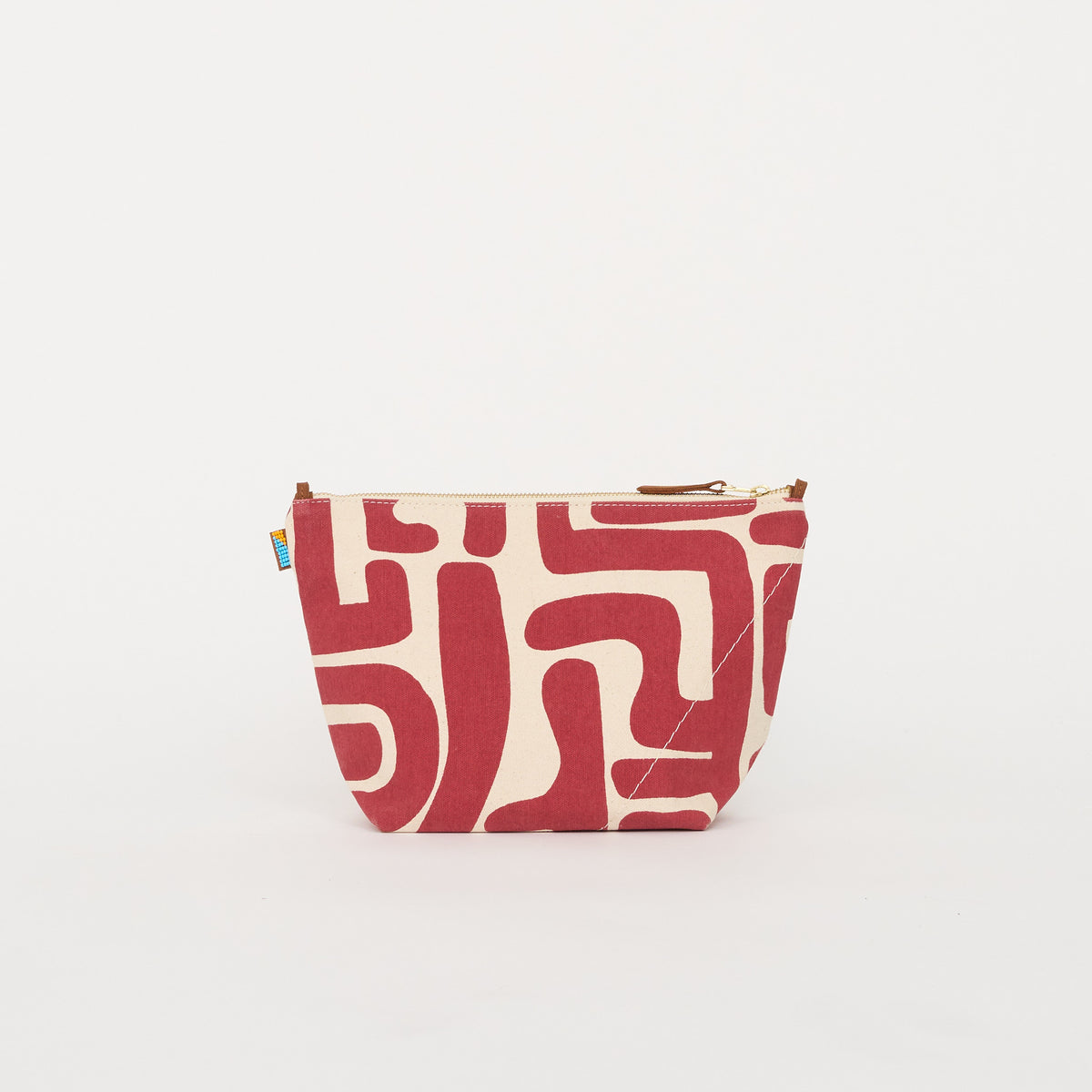 XLarge Convertible Pouch - Merlot Kuba with Beaded Heart