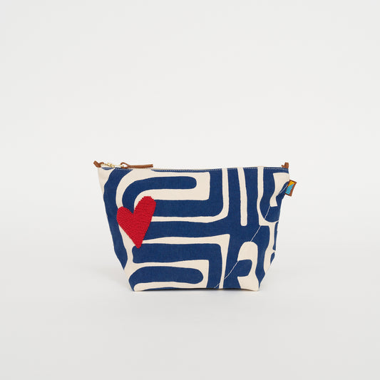 XL Convertible Pouch – Skydiver Kuba with Red Beaded Heart