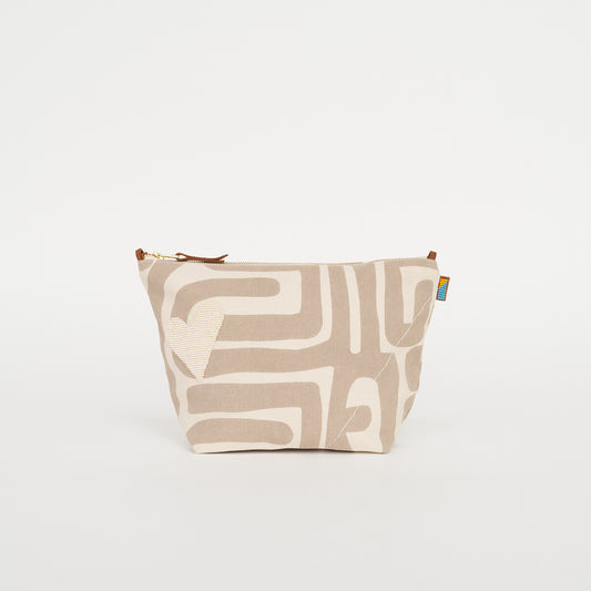 XL Convertible Pouch – Sand Kuba with Pearl Beaded Heart