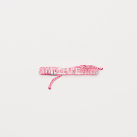 Woven LOVE Bracelet - Pearly Pink/White