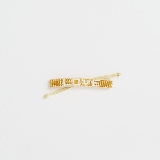 Woven LOVE Bracelet - Gold/White