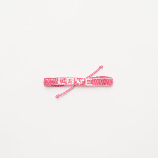 Woven LOVE Bracelet - Summer Pink/White
