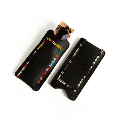 Beaded Leather Glasses Case – Multi