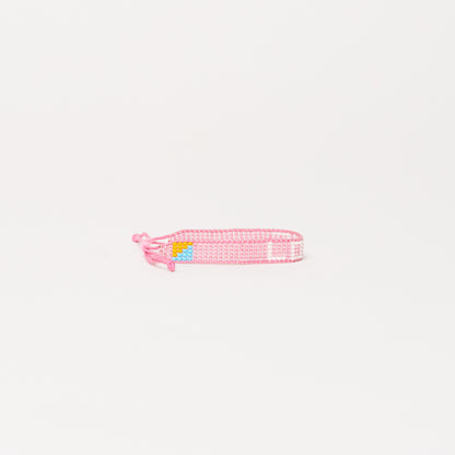 Woven LOVE Bracelet - Pearly Pink/White