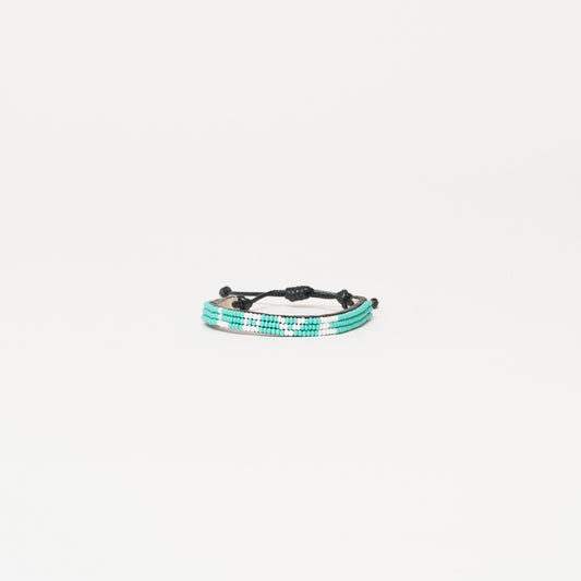 Skinny LOVE Bracelet - Aqua/White
