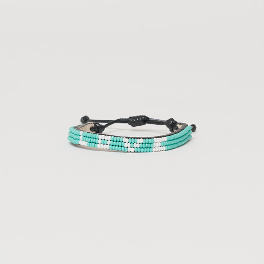 Skinny LOVE Bracelet - Aqua/White