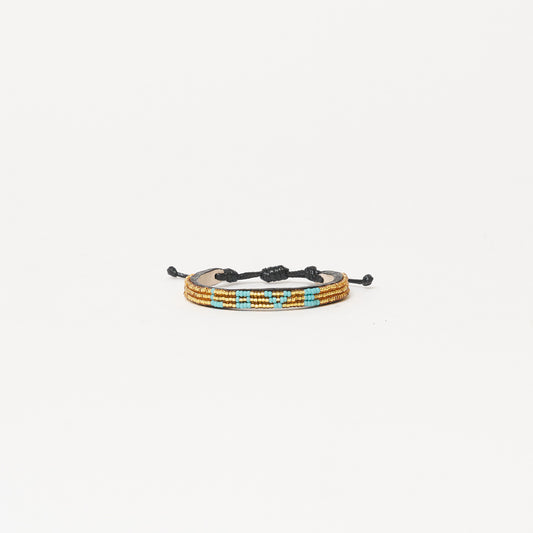 Skinny LOVE Bracelet - Gold/Aqua Blue
