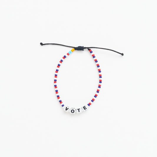 VOTE Letter Bead Bracelet - Red/White/Blue