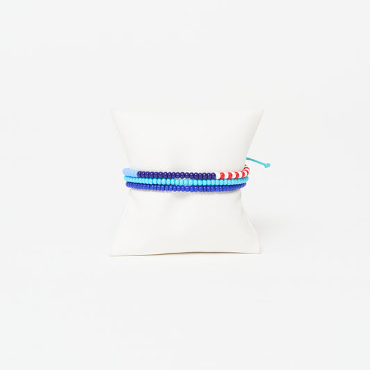 Single Strand Bracelet - 3-Pack - Blue Multi