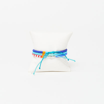 Single Strand Bracelet - 3-Pack - Blue Multi