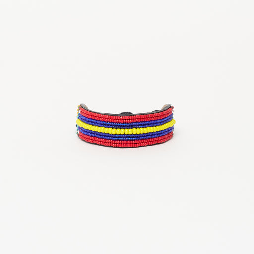 Maasai Bracelet - Red/Blue/Yellow Stripe
