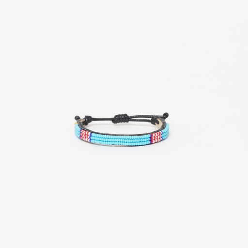 Skinny Stripe Bracelet - Turquoise/Red/White