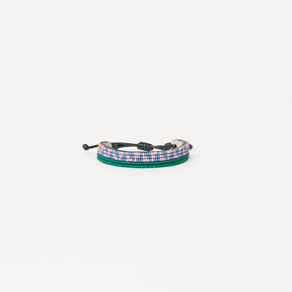 Pattern Bracelet - Mauve/Forrest Green Multi