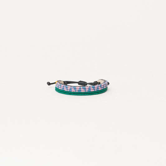 Pattern Bracelet - Mauve/Forrest Green Multi