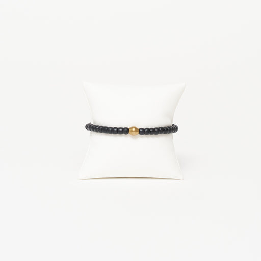 Solid with Gold Bead Single Strand - Black