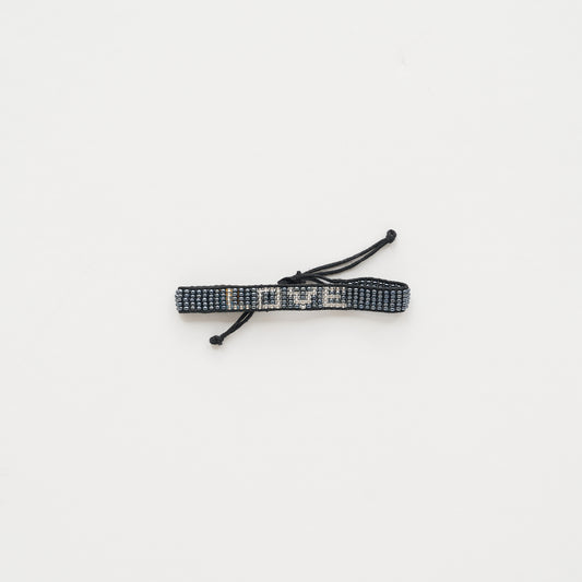 Woven LOVE Bracelet - Gunmetal/Silver