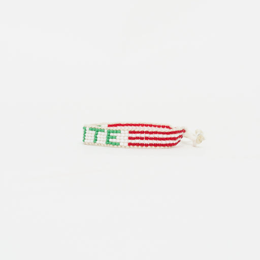 FINAL SALE: Woven VOTE Bracelet - White/Green lifestyle image
